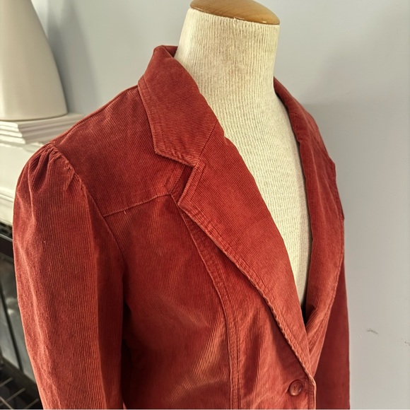 Rust corduroy blazer, puff sleeve feminine details by Mossimo for Target FALL 🍁 - Picture 3 of 10